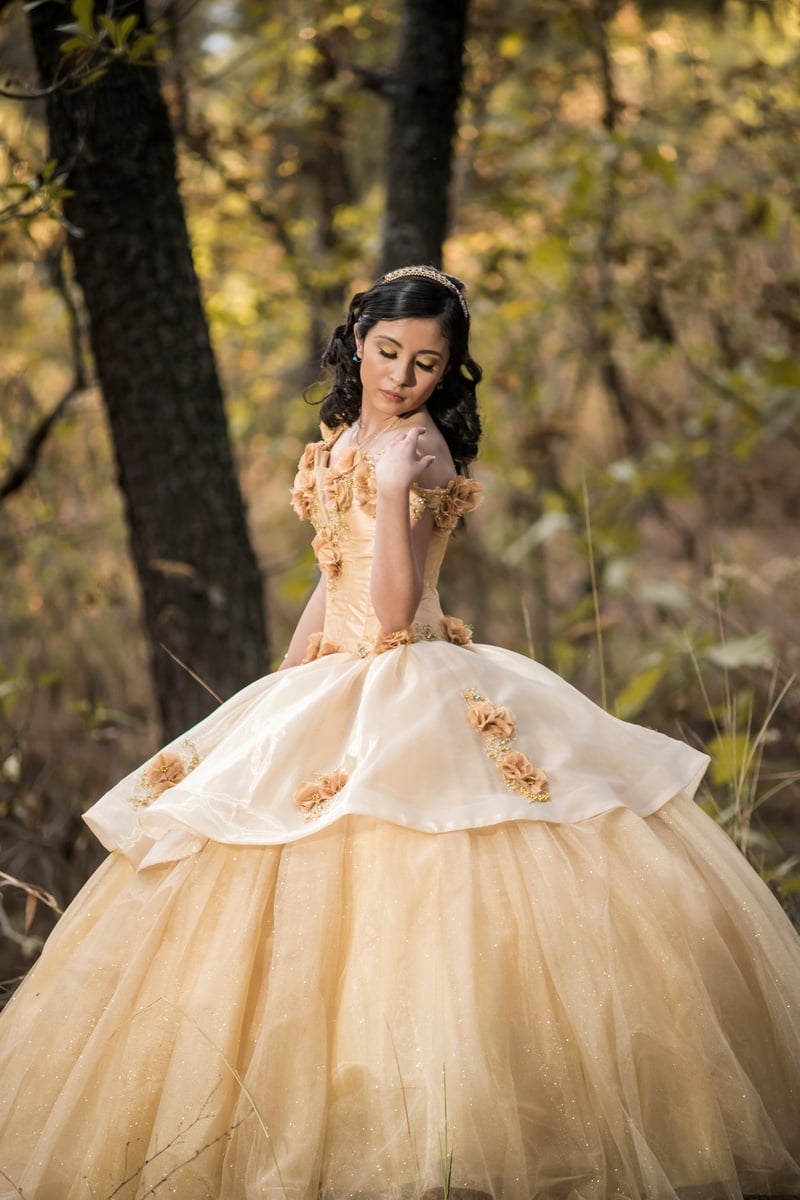 Female Teenager Wearing Her Yellow Ball Gown