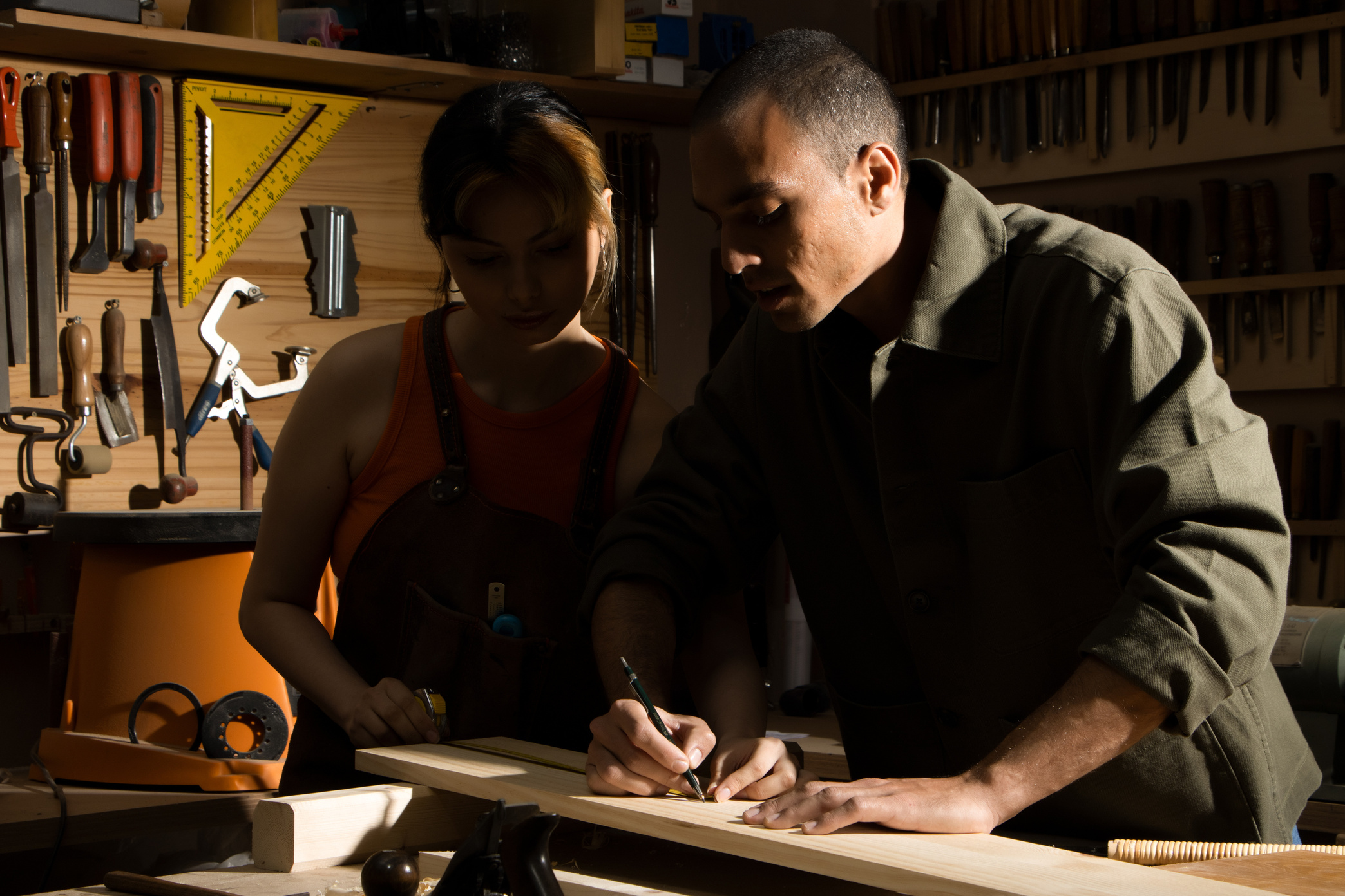 Cinematic Woodwork Woodworkers in a Shop